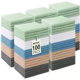 Unimade Keseler Dökme - 100'Lü Paket - Yüz Havluları (12" X 12"), Yüz Veya Vücut Için Çok Amaçlı Mikrofiber Temizleme Bezleri, Yüksek Emici Yıkama Bezleri Üstün Kaliteli El Havluları - Çok Renkli