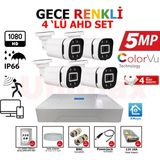 UNIMAX 5MP SONY LENS 4 Kameralı Güvenlik Seti | 100m Kablo | 30m Gece renkli Görüş | XMeye