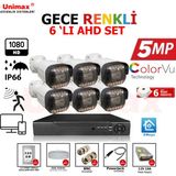 Unimax 6 Lı Gece Renkli Görüş Warmled Güvenlik Kamerası Su Geçirmez Full Hd Güvenlik Kamerası Seti 320GB HDD