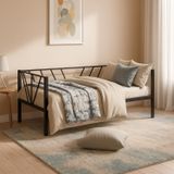 Unimet Alchera Daybed Tek Kişilik Sedir Metal Karyola (SİYAH, 90x200)