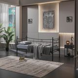 Unimet Daily Daybed Tek Kişilik Sedir Divan Metal Karyola Siyah - 90 x 200 cm
