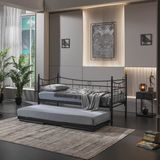 Unimet Daily Modern Tasarımlı Yavrulu Metal Karyola Siyah 90 x 200 cm Daybed Tek-Çift Kişilik