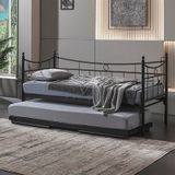 Unimet Daily Yavrulu Daybed-Çift Tek Kişilik Siyah Metal Karyola