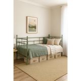 Unimet Lalas Daybed Tek Kişilik Sedir Metal Karyola 90x200 Yeşil (AHŞAP LATALI)