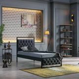 Unimet Mithra Tek Kişilik Metal Karyola Siyah-Antrasit (Ahşap Latalı)
