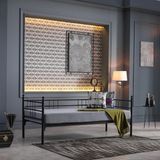 Unimet Soho Daybed Tek Kişilik Sedir Divan Metal Karyola Siyah - 90 x 190 cm