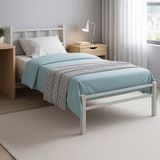 Unimet Tiron Tek Kişilik Metal Karyola 90 x 190 -90 x 200 - Beyaz - 90 x 200 cm