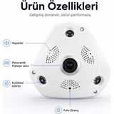 Uninet 360 Derece Balık Gözlü Wifi Güvenlik Kamerası – Uzaktan Izleme, Hareket Bildirimi ve Bulut Kayıt Yapabilen Ip Kamera