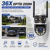 Uninet 36x Optik Zoom 8mp Çift Kameralı Wifi Ptz Güvenlik Kamerası 355 Döner Başlıklı Ve Gece Görüşlü İp Kamera - 8 MP