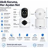 Uninet 5mp Ultra Hd Çift Lensli Wifi Iç Mekân Güvenlik Kamerası – Akıllı Hareket Algılama, Gece Görüşü ve Uzaktan Izleme 355 Derece Dönebilen Ptz Kamera