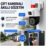 Uninet 6mp Çift Kameralı Wifi Ptz Döner Başlıklı Güvenlik Kamerası – 355° Ptz Döner Başlık, Polis Çakarı, Insan Takibi ve Renkli Gece Görüşü
