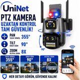 Uninet 6mp Çift Kameralı Wifi Ptz Döner Başlıklı Güvenlik Kamerası – Polis Çakarı ve 40 Metre Gece Görüşü Bulunan Ip Kamera