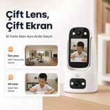 Uninet Çift Kameralı 355 Derece Dönebilen Ptz Wifi Güvenlik Kamerası – Uzaktan Izleme, Gece Görüş Iç Mekan Kamera