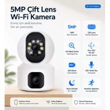 Uninet Full Hd Çift Kameralı Wifi Akıllı Kamera Gece Görüşü, Hareket Bildirimi Ve Telefonla Uzaktan Izleme Ve 355 Derece Döner Başlıklı P