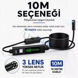 Uninet Iphone Için 10 Metre Wifi Özellikli 3 Kameralı Endoskop Yılan Kamera 1080P Hd