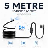 Uninet Iphone ve Android Uyumlu 2 Kameralı 5metre Kablolu Endoskop Yılan Kamera