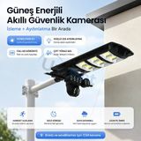 Uninet Solar 4G Kamera 2 Kameralı Güneş Enerjili Sokak Lambası Alarm Hareket Algılayıcılı Güneş Enerjili Kamera