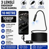 Uninet Türkiyede Ilk 10 Metre 3 Kameralı Android ve Bilgisayar Uyumlu Endoskop Yılan Kamera 1080P Full Hd