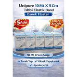 Unipore 5 ADET 10mt X 5cm Tıbbi Elastik Band Esnek Flaster