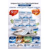 Unipore 5 ADET 5mt X 5cm Tıbbi Elastik Band Esnek Flaster
