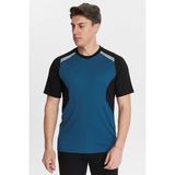 Uniprom Erkek Sıfır Yaka Tişört Nefes Alan Kumaş Procool Spor Outdoor T-Shirt Indigo-Siyah - İndigo