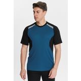 Uniprom Erkek Sıfır Yaka Tişört Nefes Alan Kumaş Procool Spor Outdoor T-shirt İndigo-Siyah