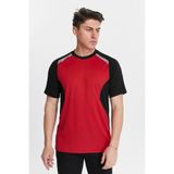Uniprom Erkek Sıfır Yaka Tişört Nefes Alan Kumaş Procool Spor Outdoor T-Shirt Kırmızı-Siyah - 4XL - Kırmızı - Siyah