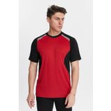 Uniprom Erkek Sıfır Yaka Tişört Nefes Alan Kumaş Procool Spor Outdoor T-Shirt Kırmızı-Siyah