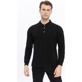 Uniprom Erkek Uzun Kollu Polo Yaka Pamuk Tişört Uzun Kollu T Shirt Siyah - XS