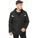 Uniprom Iş Kabanı Kapüşonlu Su ve Rüzgar Geçirmez Membran Kaplamalı Erkek Kışlık Siyah - 2XL