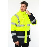 Uniprom Iş Kabanı Parka Su ve Rüzgar Geçirmez Rain Safety Model Membranlı Neon Sarı Erkek - 2XL