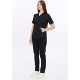 Uniprom Likralı Kadın Hemşire ve Doktor Forması Hastane Üniforması Medikal Takım Siyah - XL