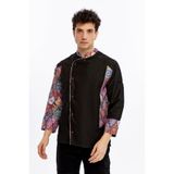 Uniprom Uzun Kollu Aşçı Ceketi Önlük Şef, Garson Mandala Model Siyah