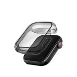 UNIQ Better By Design Apple Watch SE 2 ve 3. Nesil 44mm ile Uyumlu Silikon Kılıf Garde Kasa ve Ekran Koruyucu 2 in 1, Füme