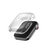 UNIQ Better By Design Apple Watch SE 2 ve 3. Nesil 44mm ile Uyumlu Silikon Kılıf Garde Kasa ve Ekran Koruyucu 2 in 1, Şeffaf