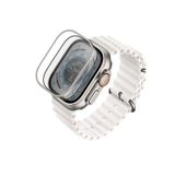 UNIQ Better By Design Apple Watch Ultra ile Uyumlu 49mm Ekran Koruyucu Cam ve Çelik Çerçeve, Gümüş