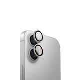 UNIQ Better By Design iPhone 16 ile Uyumlu iPhone 16 Plus Lens Koruyucu, AluGuard Serisi, Cam Alüminyum Çerçeve, Silver