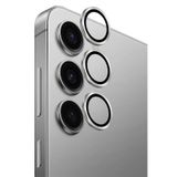 UNIQ Optix Samsung Galaxy S25 ile Uyumlu Kamera Lens Koruyucu, Alüminyum Çerçeve, 9H Temperli Cam, Gümüş