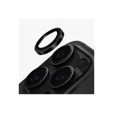 UNIQ OPX Paslanmaz Çelik Çerçeve Safir Kamera Lens Koruyucu iPhone 16 Pro ve iPhone 16 Pro Max ile Uyumlu, Gunmetal Siyah