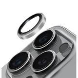 UNIQ OPX Paslanmaz Çelik Çerçeve Safir Kamera Lens Koruyucu iPhone 16 Pro ve iPhone 16 Pro Max, Sonic Silver (Sonic Silver) ile Uyumlu