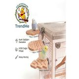 UniqBirdToys TrendMe 1 ADET Ahşap Çam Ağacı Figürlü Kuş Tüneği - Muhabbet ve Sultanİçin Doğal Oyuncak