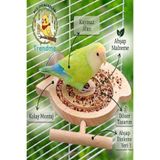 UniqBirdToys Trendme Ahşap Döner Kuş Yemliği - Muhabbet Kuşu ve Sultan Papağanı İçin Yemlik ve Dinlenme Tüneği