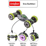Uniqlion Uzaktan Kumandalı Çift Yönlü 360 Dönebilen Rgb Işıklı Akrobat Araba - Yeşil