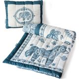 Uniqlooms Bohemian El Yapımı Organik Pamuk Bebek Çocuk Yatak Örtüsü Takımı - Mavi - Standart