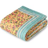 Uniqlooms Heaven Sarı Organik Pamuk El Yapımı Battal Boy Yatak Örtüsü 230 x 260 cm - Standart