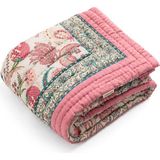 Uniqlooms Heirloom Pembe Organik Pamuk El Yapımı Battal Boy Yatak Örtüsü 230 x 260 cm - Standart