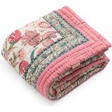 Uniqlooms Heirloom Pembe Organik Pamuk El Yapımı Çift Kişilik Yatak Örtüsü 210 x 240 cm - Standart