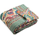 Uniqlooms Natures Lulubaby Renkli Organik Pamuk El Yapımı Tek Kişilik Yatak Örtüsü 170 x 240 cm