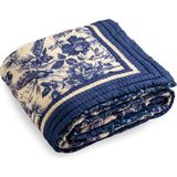 Uniqlooms Plume Mavi Organik Pamuk El Yapımı Çift Kişilik Yatak Örtüsü 210 x 240 cm - Standart