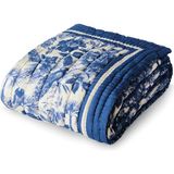 Uniqlooms Plume Mavi Pamuklu El Yapımı Battal Boy Yatak Örtüsü 230 x 260 cm - Koyu Mavi - Standart